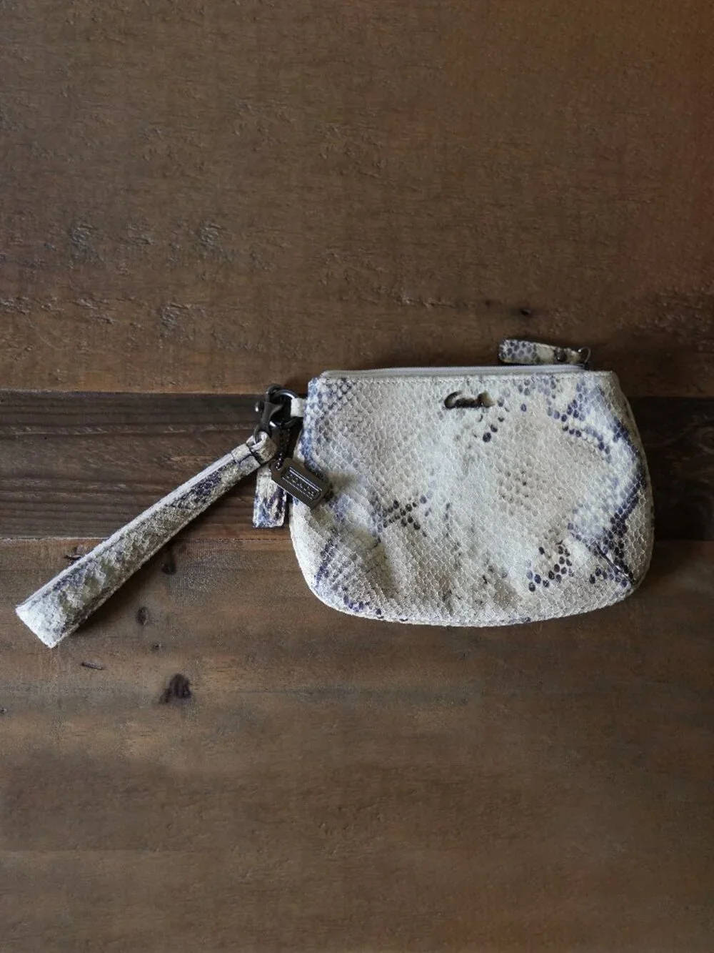 Coach Python Print Leather Wristlet Pouch